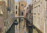 Venice, calle with church