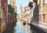 Venice, calle with bell tower