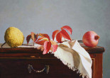 Natura morta con foglie rosse