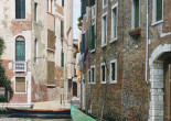 Venice with green gondola